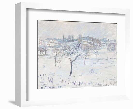 Snowy Landscape at Eragny with an Apple Tree, 1895-Camille Pissarro-Framed Giclee Print