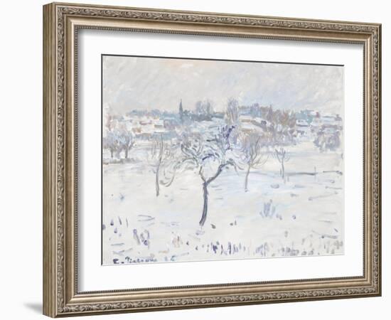 Snowy Landscape at Eragny with an Apple Tree, 1895-Camille Pissarro-Framed Giclee Print