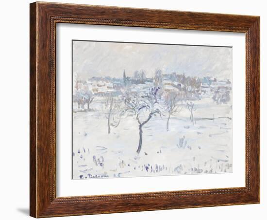 Snowy Landscape at Eragny with an Apple Tree, 1895-Camille Pissarro-Framed Giclee Print