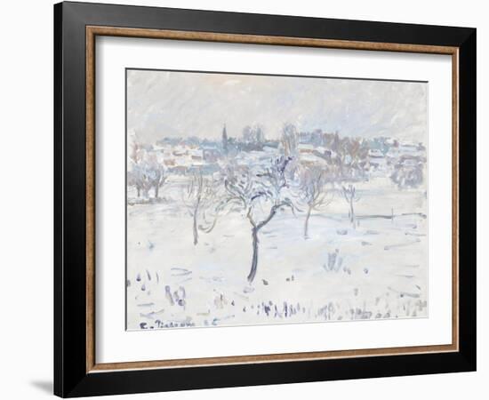 Snowy Landscape at Eragny with an Apple Tree, 1895-Camille Pissarro-Framed Giclee Print