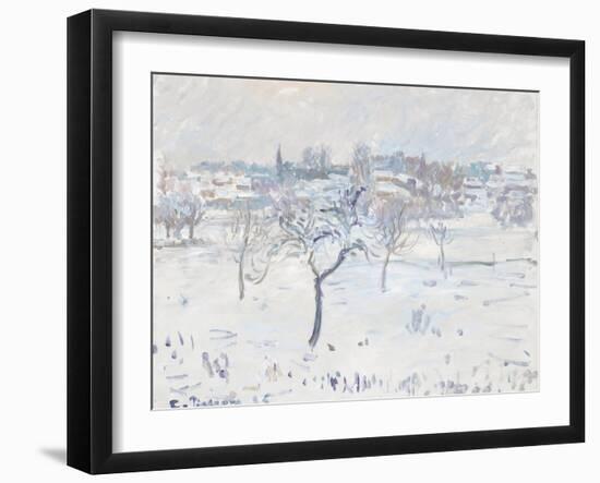 Snowy Landscape at Eragny with an Apple Tree, 1895-Camille Pissarro-Framed Giclee Print