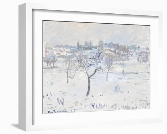 Snowy Landscape at Eragny with an Apple Tree, 1895-Camille Pissarro-Framed Giclee Print