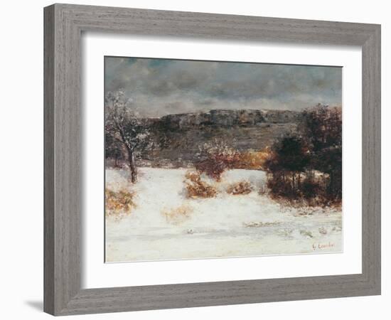 Snowy Landscape (Vallée De La Loue), C.1876 (Oil on Canvas)-Gustave Courbet-Framed Giclee Print