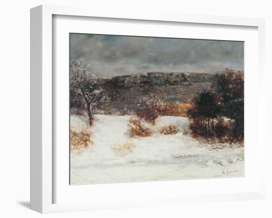 Snowy Landscape (Vallée De La Loue), C.1876 (Oil on Canvas)-Gustave Courbet-Framed Giclee Print