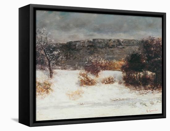 Snowy Landscape (Vallée De La Loue), C.1876 (Oil on Canvas)-Gustave Courbet-Framed Premier Image Canvas