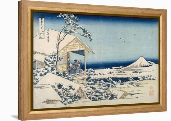 Snowy Morning at Koishikawa-Katsushika Hokusai-Framed Stretched Canvas