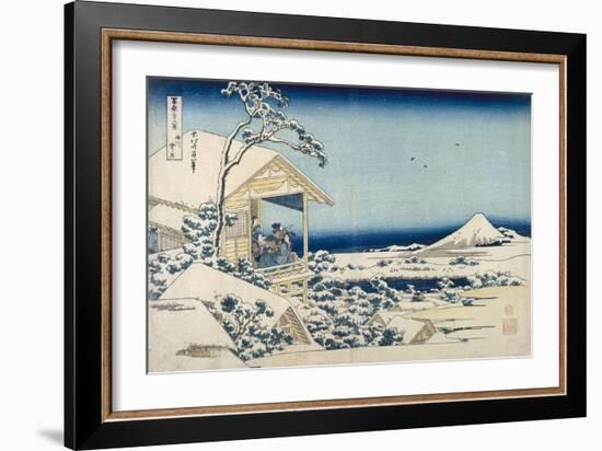 Snowy Morning at Koishikawa-Katsushika Hokusai-Framed Premium Giclee Print