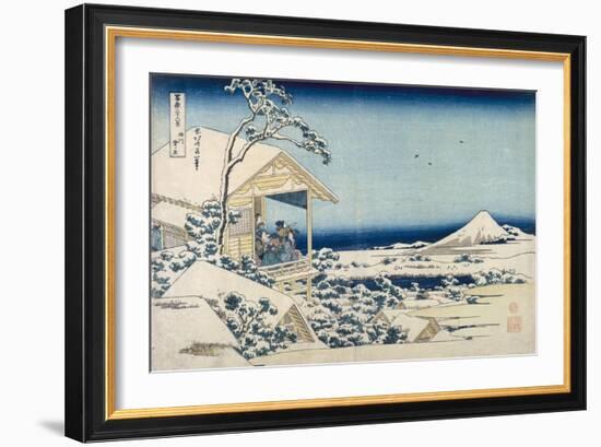 Snowy Morning at Koishikawa-Katsushika Hokusai-Framed Premium Giclee Print