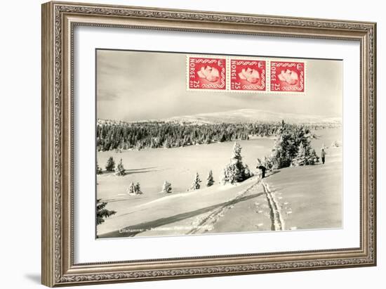 Snowy Norwegian Hillside-null-Framed Art Print