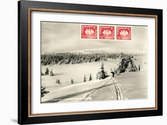Snowy Norwegian Hillside-null-Framed Art Print