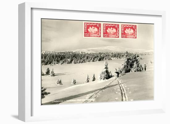 Snowy Norwegian Hillside-null-Framed Art Print