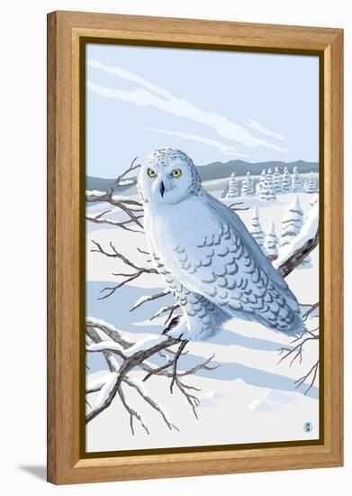 Snowy Owl-Lantern Press-Framed Stretched Canvas