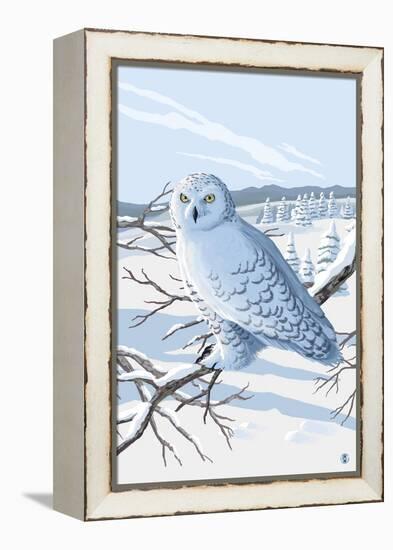 Snowy Owl-Lantern Press-Framed Stretched Canvas