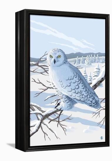 Snowy Owl-Lantern Press-Framed Stretched Canvas