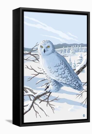 Snowy Owl-Lantern Press-Framed Stretched Canvas