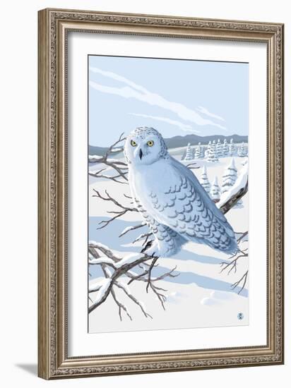 Snowy Owl-Lantern Press-Framed Art Print