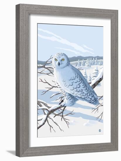 Snowy Owl-Lantern Press-Framed Art Print