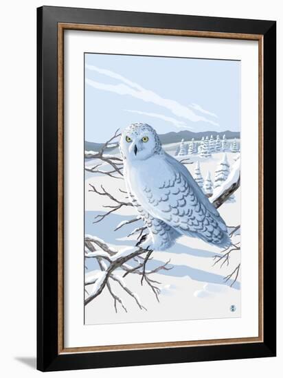 Snowy Owl-Lantern Press-Framed Art Print