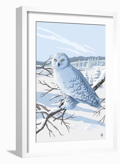 Snowy Owl-Lantern Press-Framed Art Print