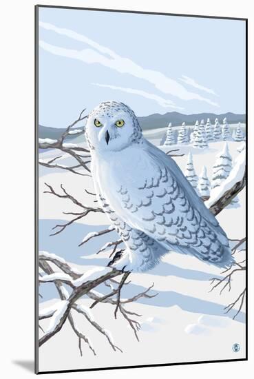 Snowy Owl-Lantern Press-Mounted Art Print
