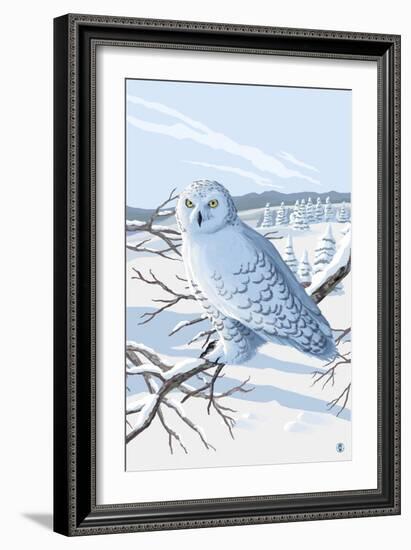 Snowy Owl-Lantern Press-Framed Art Print