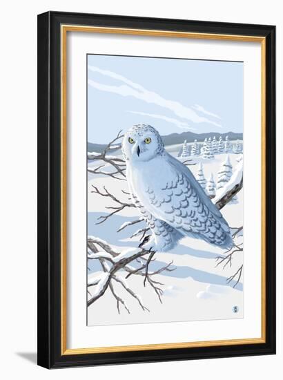 Snowy Owl-Lantern Press-Framed Art Print