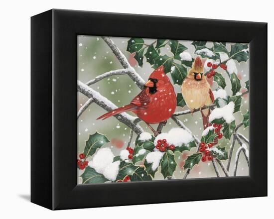 Snowy Perch - Cardinals-William Vanderdasson-Framed Premier Image Canvas