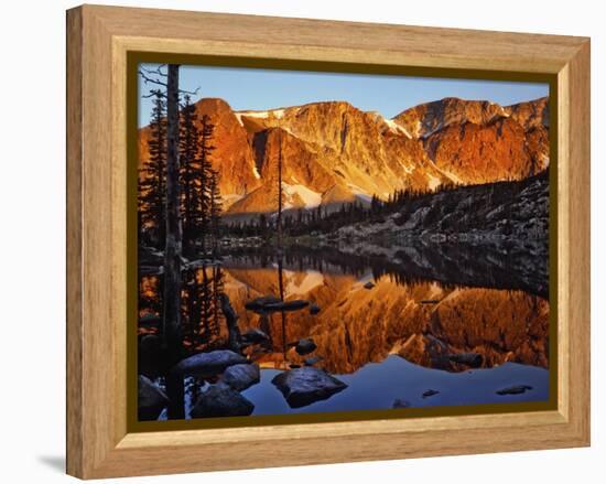 Snowy Range Reflected in Mirror Lake-Steve Terrill-Framed Premier Image Canvas