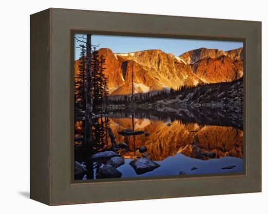 Snowy Range Reflected in Mirror Lake-Steve Terrill-Framed Premier Image Canvas