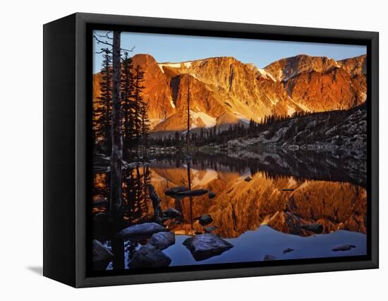 Snowy Range Reflected in Mirror Lake-Steve Terrill-Framed Premier Image Canvas