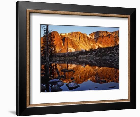 Snowy Range Reflected in Mirror Lake-Steve Terrill-Framed Photographic Print