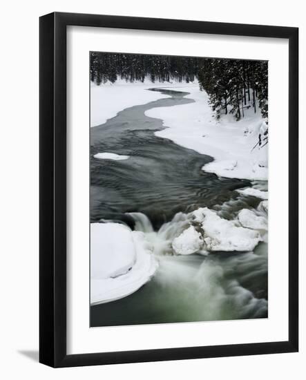 Snowy River and Winter Landscape, Yellowstone National Park, UNESCO World Heritage Site, Wyoming, U-Kimberly Walker-Framed Photographic Print