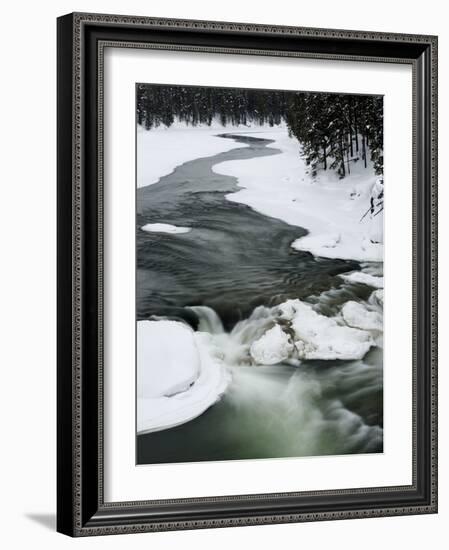 Snowy River and Winter Landscape, Yellowstone National Park, UNESCO World Heritage Site, Wyoming, U-Kimberly Walker-Framed Photographic Print