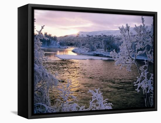 Snowy Riverscape, Vindelfjallen Nr, Umea, Sweden-Christer Fredriksson-Framed Premier Image Canvas