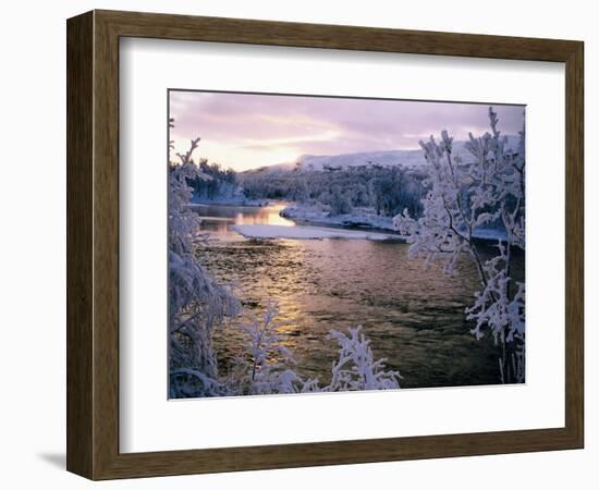 Snowy Riverscape, Vindelfjallen Nr, Umea, Sweden-Christer Fredriksson-Framed Photographic Print