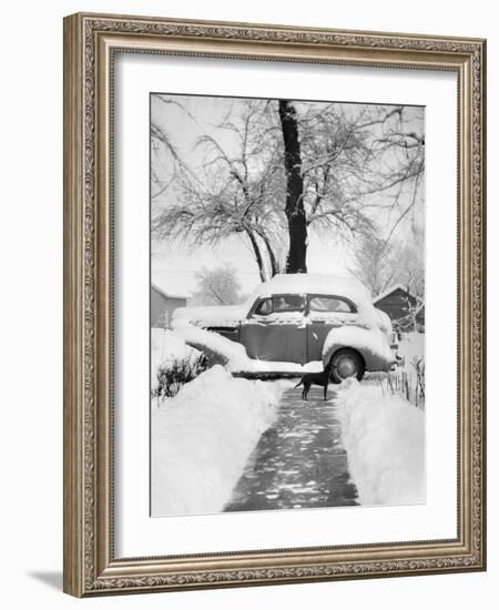 Snowy Scene in Illinois, Ca. 1940-null-Framed Photographic Print