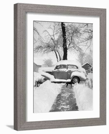 Snowy Scene in Illinois, Ca. 1940-null-Framed Photographic Print