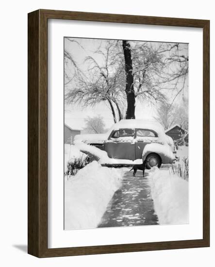 Snowy Scene in Illinois, Ca. 1940-null-Framed Photographic Print