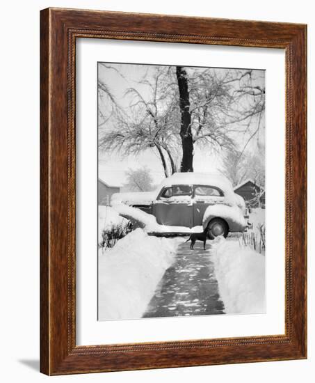 Snowy Scene in Illinois, Ca. 1940-null-Framed Photographic Print