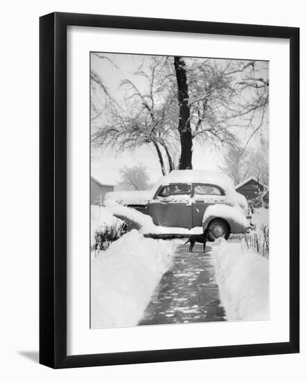 Snowy Scene in Illinois, Ca. 1940-null-Framed Photographic Print