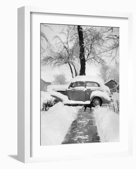 Snowy Scene in Illinois, Ca. 1940-null-Framed Photographic Print