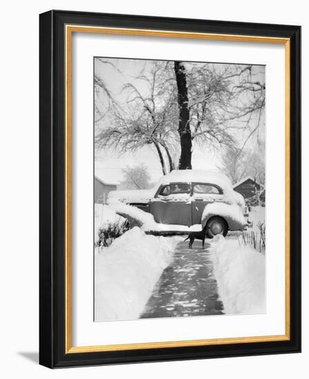 Snowy Scene in Illinois, Ca. 1940-null-Framed Photographic Print