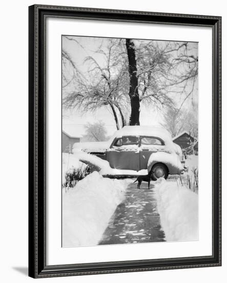 Snowy Scene in Illinois, Ca. 1940-null-Framed Photographic Print