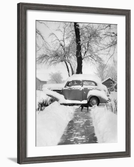 Snowy Scene in Illinois, Ca. 1940-null-Framed Photographic Print