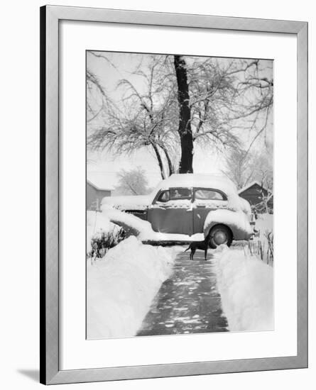 Snowy Scene in Illinois, Ca. 1940-null-Framed Photographic Print