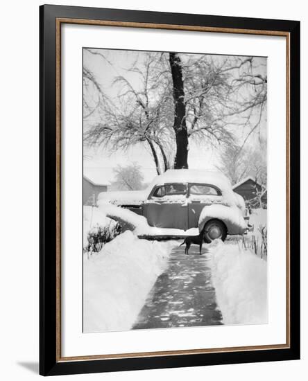 Snowy Scene in Illinois, Ca. 1940--Framed Photographic Print