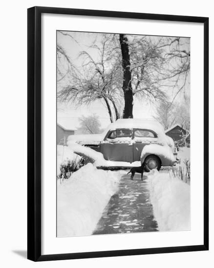 Snowy Scene in Illinois, Ca. 1940-null-Framed Photographic Print