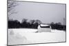 Snowy Scene in Sag Harbor NY b/w-null-Mounted Photo