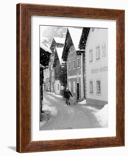 Snowy Street in Hallstat, Austria-Walter Bibikow-Framed Photographic Print