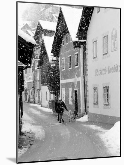 Snowy Street in Hallstat, Austria-Walter Bibikow-Mounted Photographic Print